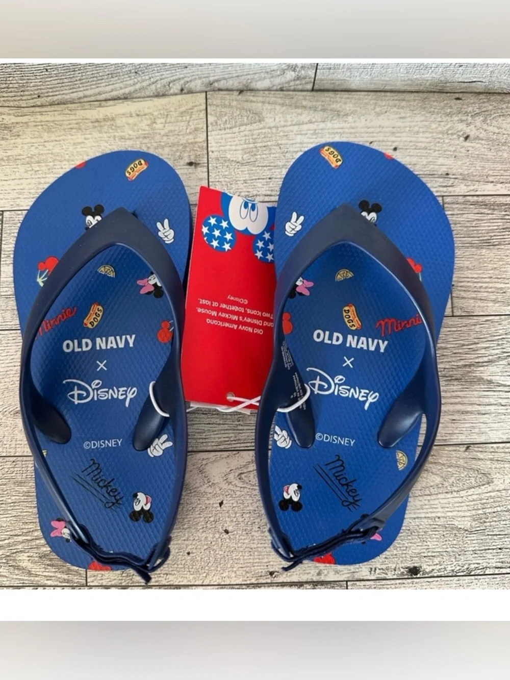 Old Navy x Disney Mickey and Minnie Mouse Blue Kids Flip Flops